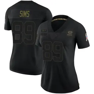 Green Bay Packers Women's Ben Sims Limited 2020 Salute To Service Jersey - Black