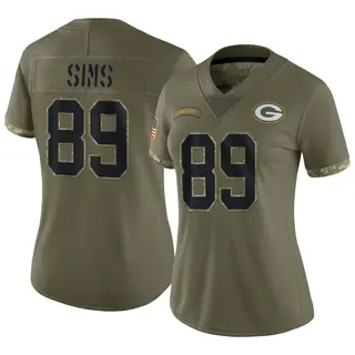 Green Bay Packers Women's Ben Sims Limited 2022 Salute To Service Jersey - Olive