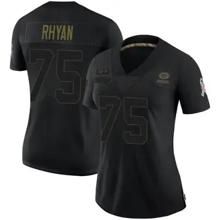 Green Bay Packers Women's Sean Rhyan Limited 2020 Salute To Service Jersey - Black